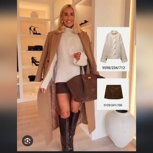 Zara Cream Cable-Knit Turtleneck Sweater